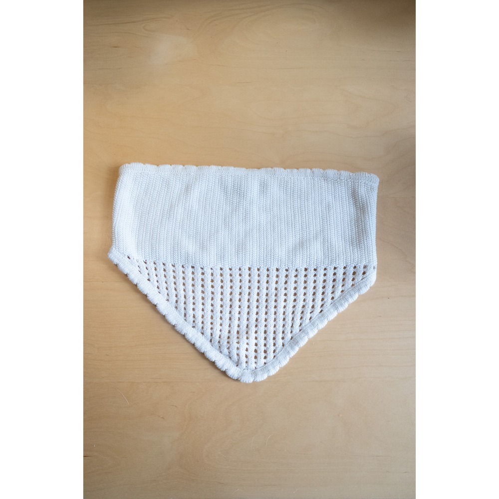 Forever 21 White Knit Tube Top Handkerchief Hem Crochet Mesh Strapless Medium